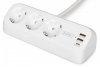 Digitus Listwa zasilająca biurkowa, 3 gniazda Schuko, 2x USB-A (2x 12W), 1x USB-C (30W) z zaciskiem na blat, kabel 1,5m, biała